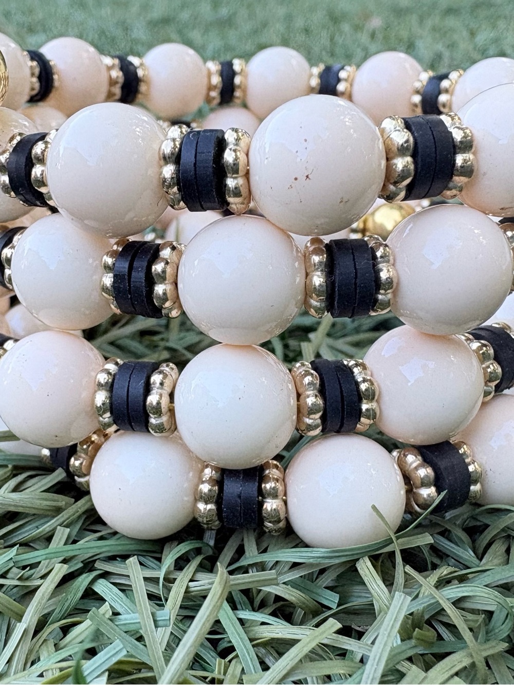 Cream white memory wrap around bracelet